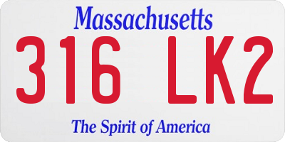 MA license plate 316LK2