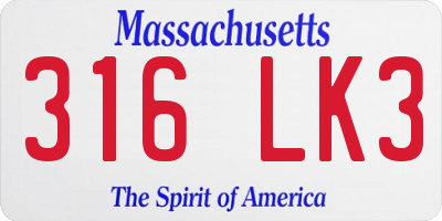MA license plate 316LK3