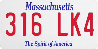 MA license plate 316LK4