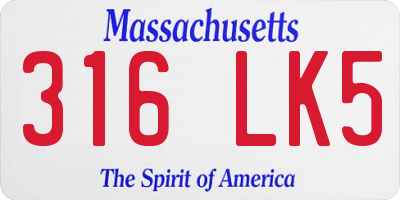 MA license plate 316LK5