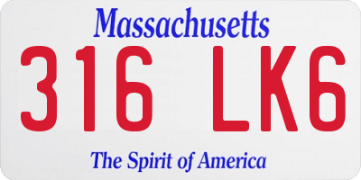 MA license plate 316LK6