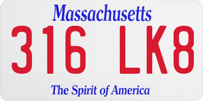 MA license plate 316LK8