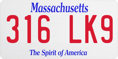 MA license plate 316LK9