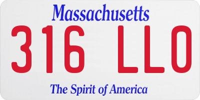 MA license plate 316LL0