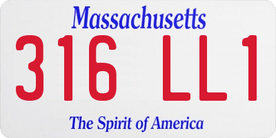 MA license plate 316LL1
