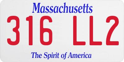 MA license plate 316LL2
