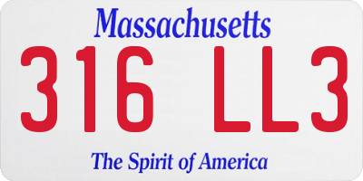 MA license plate 316LL3