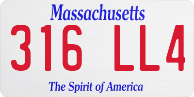 MA license plate 316LL4