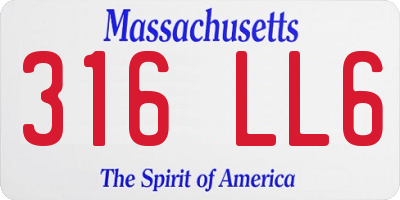 MA license plate 316LL6