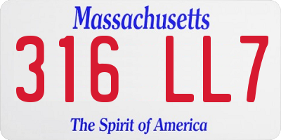 MA license plate 316LL7