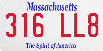 MA license plate 316LL8