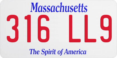 MA license plate 316LL9