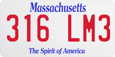 MA license plate 316LM3