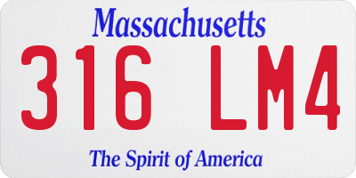 MA license plate 316LM4