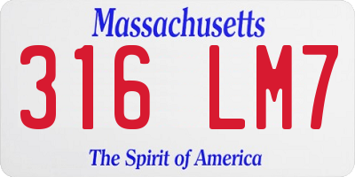 MA license plate 316LM7
