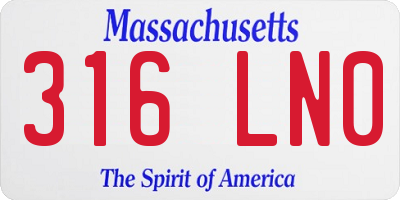 MA license plate 316LN0