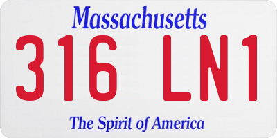 MA license plate 316LN1
