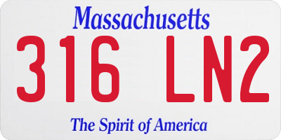 MA license plate 316LN2