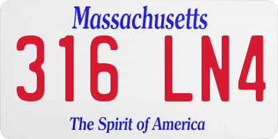 MA license plate 316LN4