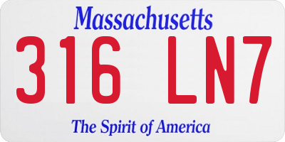 MA license plate 316LN7