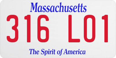 MA license plate 316LO1