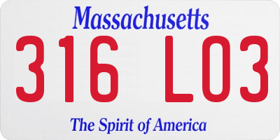 MA license plate 316LO3