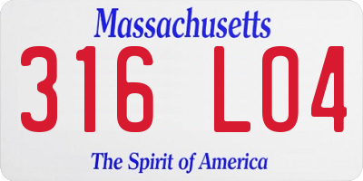 MA license plate 316LO4