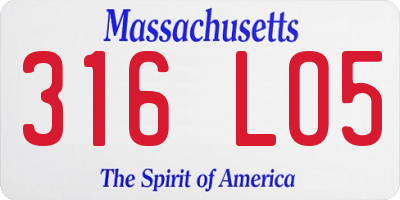 MA license plate 316LO5