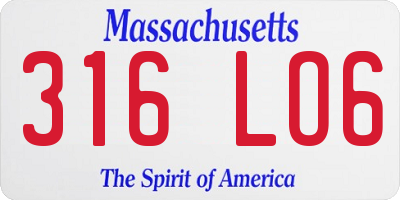 MA license plate 316LO6