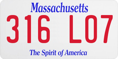 MA license plate 316LO7