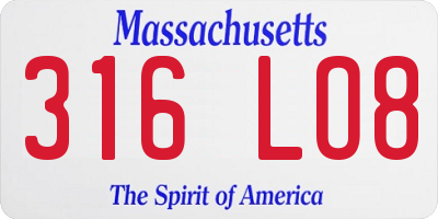 MA license plate 316LO8