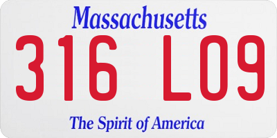 MA license plate 316LO9