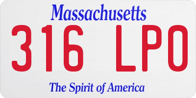 MA license plate 316LP0