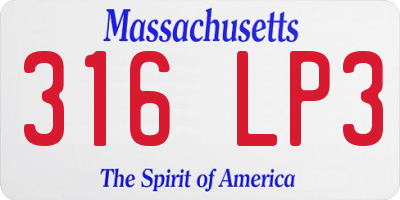 MA license plate 316LP3