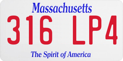 MA license plate 316LP4