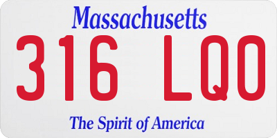 MA license plate 316LQ0