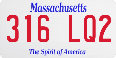 MA license plate 316LQ2