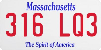 MA license plate 316LQ3