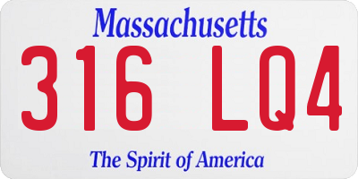 MA license plate 316LQ4