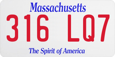 MA license plate 316LQ7