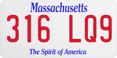 MA license plate 316LQ9