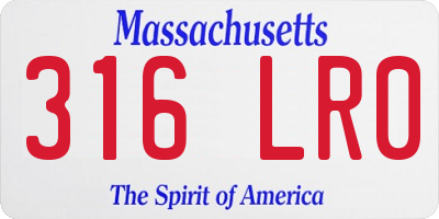 MA license plate 316LR0
