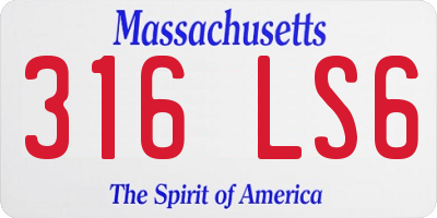 MA license plate 316LS6