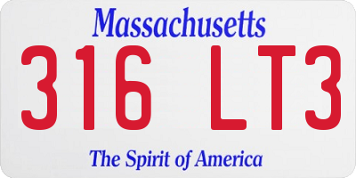 MA license plate 316LT3