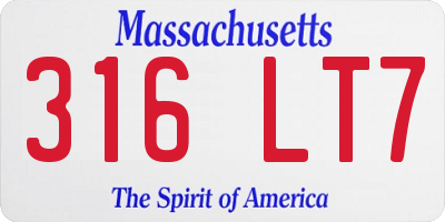 MA license plate 316LT7