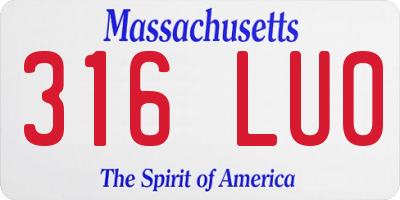 MA license plate 316LU0