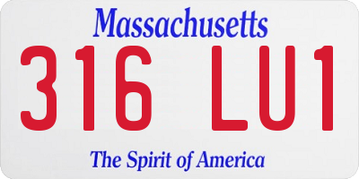 MA license plate 316LU1