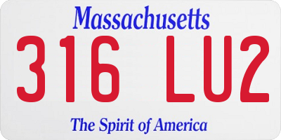 MA license plate 316LU2