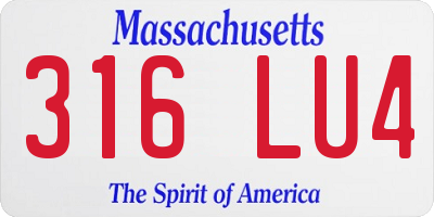 MA license plate 316LU4
