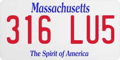 MA license plate 316LU5